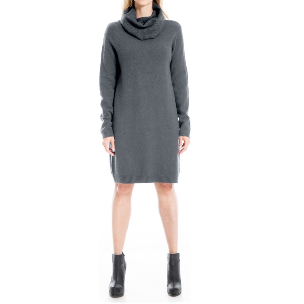 # Max Studio Cowl Neck Sweater Dress Grey Color New With Tag